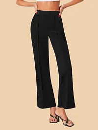 Elegant Black Polyester Solid Trousers For Women-thumb4