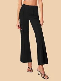 Elegant Black Polyester Solid Trousers For Women-thumb1