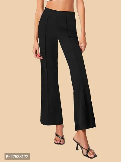 Elegant Black Polyester Solid Trousers For Women-thumb2