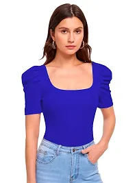 Maheshvi Casual Polyester Blend Square Neck and Puff Sleeves Stylish Top (23 Inches)-thumb1