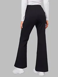 Maheshvi Women's High Waist Bell Bottom Trouser, Elastic Flared Bootcut Pants, Stretchy Parallel Leg for Casual Office Work wear (Dhoni) - L_Black-thumb4