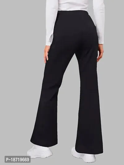Maheshvi Women's High Waist Bell Bottom Trouser, Elastic Flared Bootcut Pants, Stretchy Parallel Leg for Casual Office Work wear (Dhoni) - L_Black-thumb5