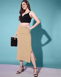 Casual Polyester Blend Solid Midi Stylish Skirt For Women-thumb3