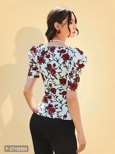 Elegant Red Polyester Printed Top For Women-thumb3