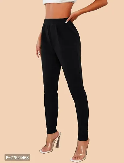 Elegant Black Polyester Solid Trousers For Women-thumb5