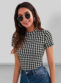 Stylish Black Knitted Polyester Polka-dot Top For Women-thumb1