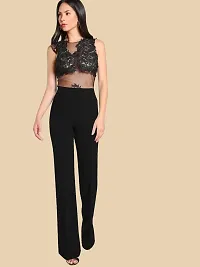 Elegant Black Polyester Solid Trousers For Women-thumb3