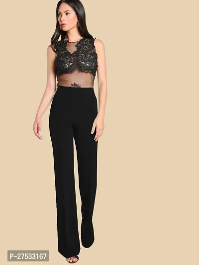 Elegant Black Polyester Solid Trousers For Women-thumb4