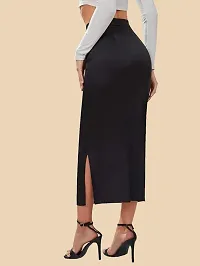 Elegant Black Polyester Solid Skirts For Women And Girls-thumb2