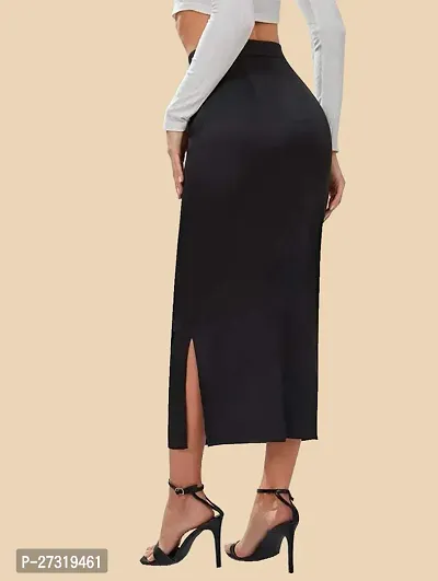 Elegant Black Polyester Solid Skirts For Women And Girls-thumb3