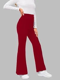 Maheshvi Women's High Waist Bell Bottom Trouser, Elastic Flared Bootcut Pants, Stretchy Parallel Leg for Casual Office Work wear (Dhoni)-thumb3