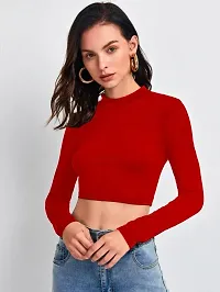 Stylish Polyester Solid Crop Top for Women-thumb4