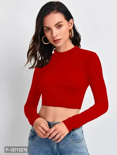 Stylish Polyester Solid Crop Top for Women-thumb5