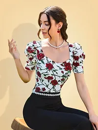 Elegant Red Polyester Printed Top For Women-thumb1