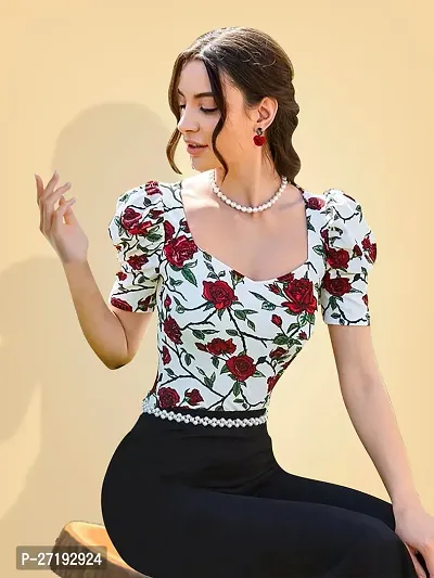 Elegant Red Polyester Printed Top For Women-thumb2