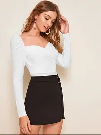 Elegant White Polyester Solid Top For Women-thumb4