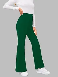 Maheshvi Women's High Waist Bell Bottom Trouser, Elastic Flared Bootcut Pants, Stretchy Parallel Leg for Casual Office Work wear (Dhoni) - XL_Green-thumb4