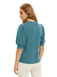 Maheshvi Henley Neck Puff Half Sleeves Polyester Blend Top (23 Inches)-thumb1