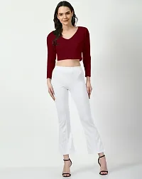 Elegant Maroon Polyester Solid Top For Women-thumb3