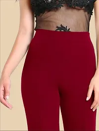 Elegant Maroon Polyester Solid Trousers For Women-thumb3