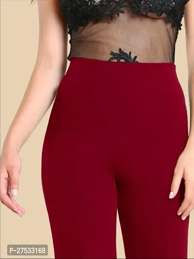 Elegant Maroon Polyester Solid Trousers For Women-thumb4