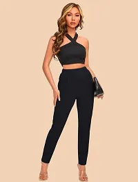 Elegant Black Polyester Solid Trousers For Women-thumb3