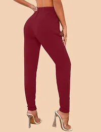 Stylish Maroon Polyester Solid Regular Fit Trousers For Women-thumb2