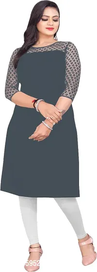 Elegant Silver Crepe Net Round Neck Kurta For Women