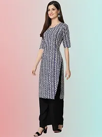 Stylish Navy Blue Crepe Solid Straight Kurta For Women-thumb2