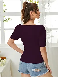 Elegant Purple Polyester Solid Top For Women-thumb1