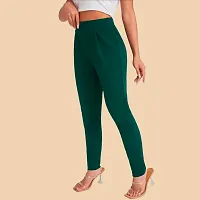 Elegant Green Polyester Solid Trousers For Women-thumb1