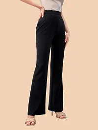 Elegant Black Polyester Solid Trousers For Women-thumb4