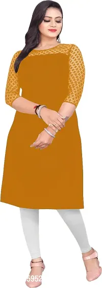 Elegant Yellow Crepe Net Round Neck Kurta For Women