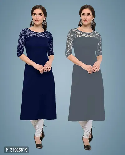 Elegant American Crepe And Rasel Net Kurta For Women- Pack Of 2-thumb0