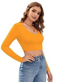 Maheshvi Combo Casual Short Sleeves Ribbed V Neck Polyster Blend Crop Top (17 Inches)-thumb3