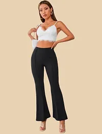 Stylish Black Polyester Solid Regular Fit Trousers For Women-thumb3