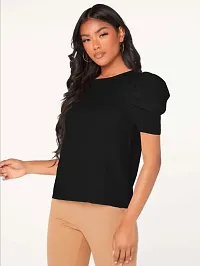 Casual Polyester Blend Round Neck Puff Sleeves Stylish Top (23Inches)-thumb2