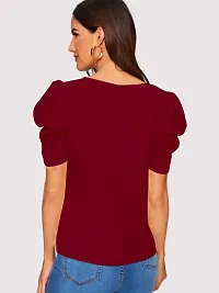 Casual Polyester Blend Round Neck Puff Sleeves Stylish Top (23Inches)-thumb3