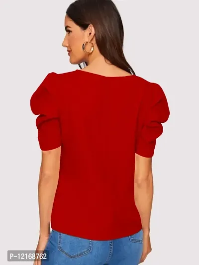 Casual Polyester Blend Round Neck Puff Sleeves Stylish Top (23Inches)-thumb4