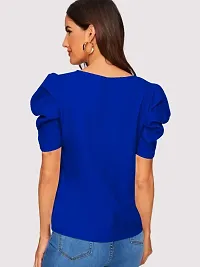 Casual Polyester Blend Round Neck Puff Sleeves Stylish Top (23Inches)-thumb3