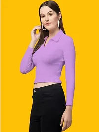 Classic Polyester Solid Crop Top for Women's-thumb1