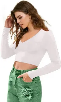 Classic Polyester Solid Crop Top for Women-thumb3