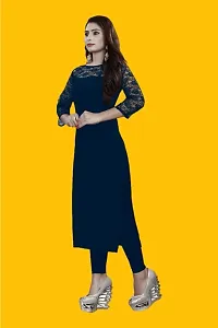 Casual Polyester Blend 3/4 Sleeves Boat Neck Black  Stylish Kurti (32Inches)-thumb2