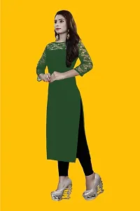 Casual Polyester Blend 3/4 Sleeves Boat Neck Black  Stylish Kurti (32Inches)-thumb2