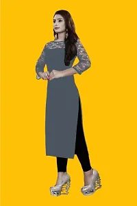 Casual Polyester Blend 3/4 Sleeves Boat Neck Black  Stylish Kurti (32Inches)-thumb1