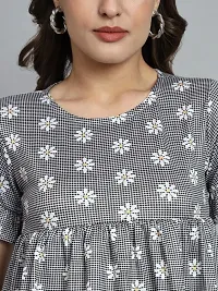 Casual Polyester Blend Round Neck Half Sleeves Floral Printed Grey Stylish Top (23 inches)-thumb2