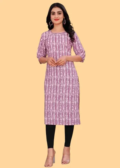 Stylish Crepe Printed Straight Kurta