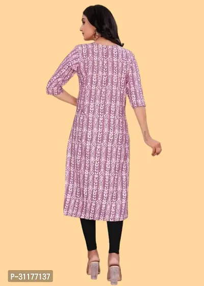 Casual American Crepe Round Neck 3/4 Sleeves  Bandhani  Print  Kurti (42'Inches)-thumb4