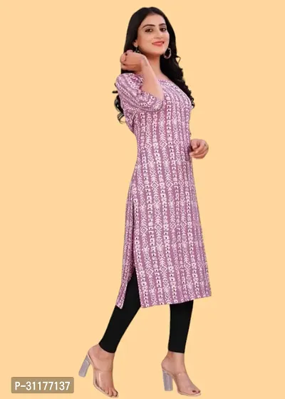 Casual American Crepe Round Neck 3/4 Sleeves  Bandhani  Print  Kurti (42'Inches)-thumb5