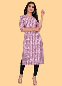 Casual American Crepe Round Neck 3/4 Sleeves  Bandhani  Print  Kurti (42'Inches)-thumb1